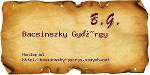 Bacsinszky György névjegykártya